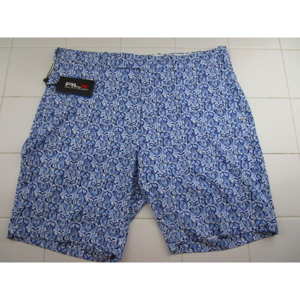 Ralph Lauren RLX Tailored Fit 10" Golf Shorts Fish Printed Blue‎ AOP Men's 36